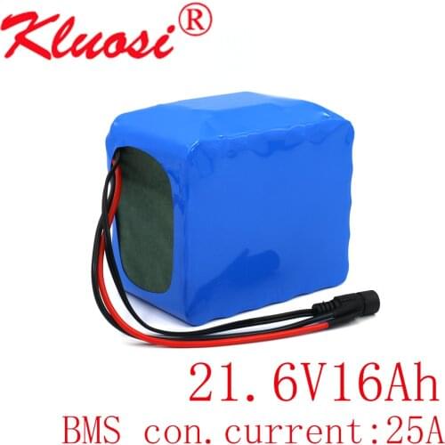 KLUOSI 6S5P 24V 16Ah 21.6V 25.2V Lithium Battery Pack with 25A BMS for Electric Bicycle Ebike Scooter Wheelchair Cropper Etc