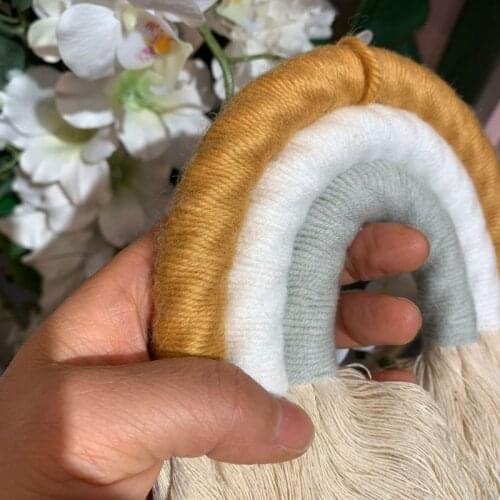 Macrame Cotton Rainbow Tapestry Wall Hanging Hand-woven Room Bedroom Decoration H58C