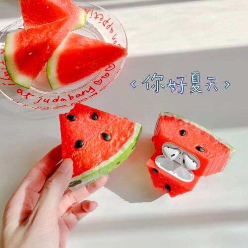 For Apple AirPods Pro 3D Cute Summer Fruit Watermelon Earpods Case for Airpods 1 2 Wireless Earphone Cover Key Ring Charging Box