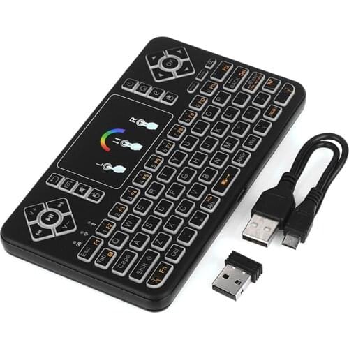 Q9A Mini Keyboard With Touchpad Colorful Backlit Small Wireless Keyboard Mini Rechargeable Handheld Remote Keyboard