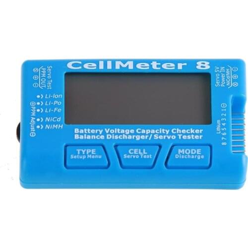 Cellmeter 8 Multifunctional Digital Power Servo Tester 2s-8s With Discharge Function For Lipo Battery RC Airplane Spare Parts
