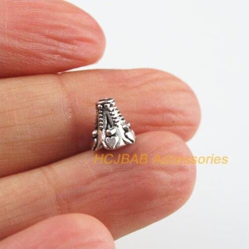 Fashion 60Pcs Tibetan Silver Color Flower Cone Horn Spacer End Beads Connectors 7.5x8.5mm