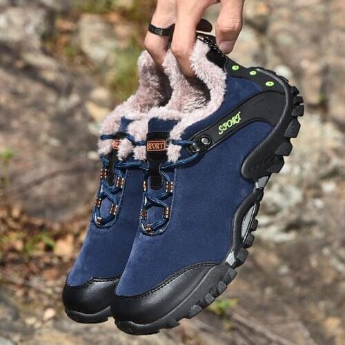 Mens Autumn And Winter Boots Shoes Fur Snow Boots Mens Outdoor Non-slip Warm Casual Sports Shoes Mountain Trekking Shoes38-46