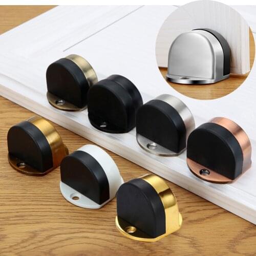 Zinc Alloy Anti-Collision Wall Floor Mount Door Stopper Holder Hidden Rubber Doorstop Limiter Furniture Door Fittings