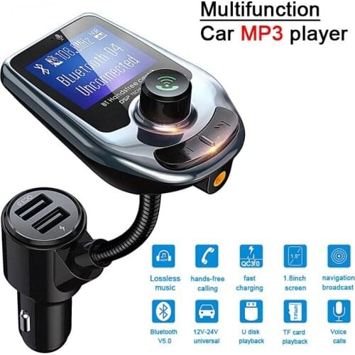 New Car Mp3 Player Bluetooth Car Music Player FM Transmitter Modulator with 3.0a Dual Usb Car Charger Speakers AUX Connection