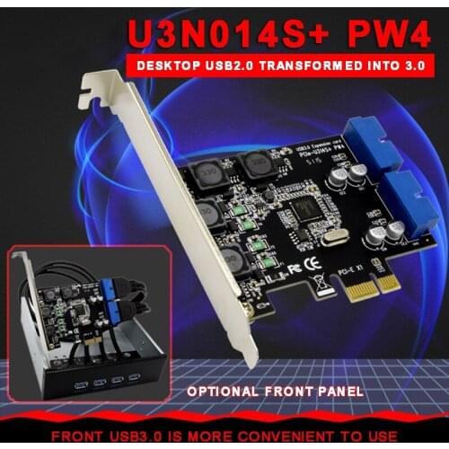 Pohiks 1pc 5Gbps High Speed PCI-E to USB 3.0 Expansion Adapter Riser Card Durable 19/20-Pin Interface Adapter