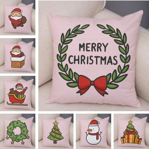 Merry Christmas Animal Cushion Cover Decor Cute Cartoon Santa Claus Pillow Case Soft Plush Pillowcase for Children Room Sofa