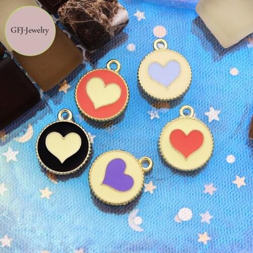Mixed 10pcs Enamel Heart Shape Charms for Jewelry Making Pendants DIY Neacklace Bracelet Earrings Craft Charms