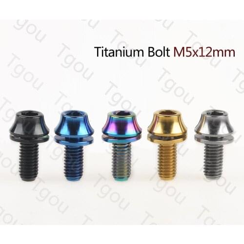 Tgou Titanium Bolt M5x12mm Allen Key Screw with Washer for Bicycle Water Bottle Cage 1Pcs
