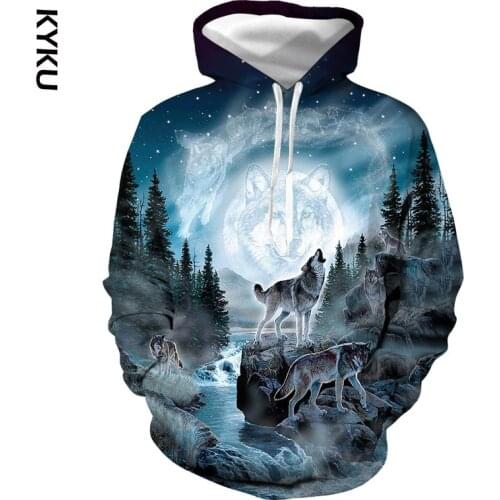 Space Galaxy Wolf Hoodie Sweatshirt Men Women Casual 3D Hoodies Sweatshirts Harajuku Hip Hop Streetwear Hooded Tracksuit Male