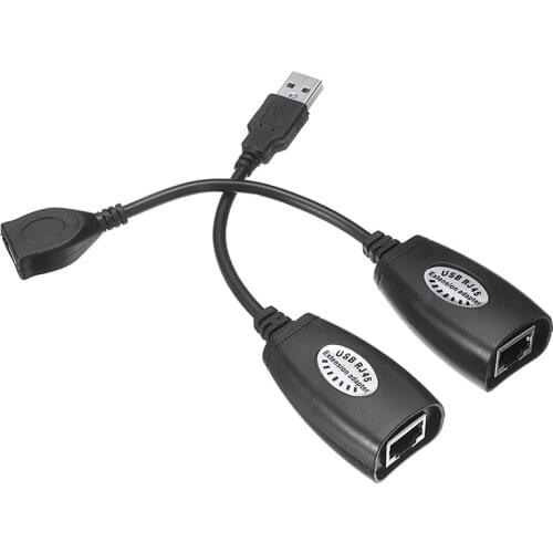 Black USB 2.0 To Cat5/RJ45/Cat6 Ethernet Extension Extender Network Adapter Cable For Cameras Printers
