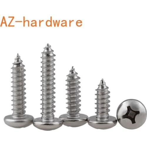 GuHua Cross Round Head Self Tapping Screw PA 316 Stainless Steel Philips Pan Head Tapping Wood Screws GB845 M3.5M4M5M6 10Pcs