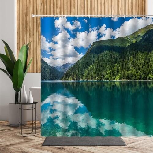 Summer Scenery Shower Curtain Mountain Water Forest Autumn Landscape Bathroom Partition Bathtub Screen Waterproof Bath Curtains