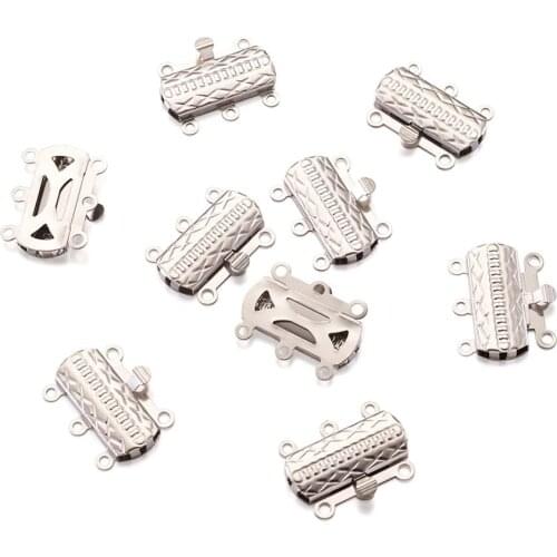 10 Sets Rectangle 304 Stainless Steel Multi-Strand Box Clasps Multi-Strand Clasp for Jewelry Making