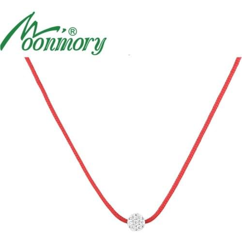 Moonmory 925 Sterling Silver Redline Thread CZ Crystal Pendant Necklace For Women Fashion Neck Decoration Jewelry Christmas Gift
