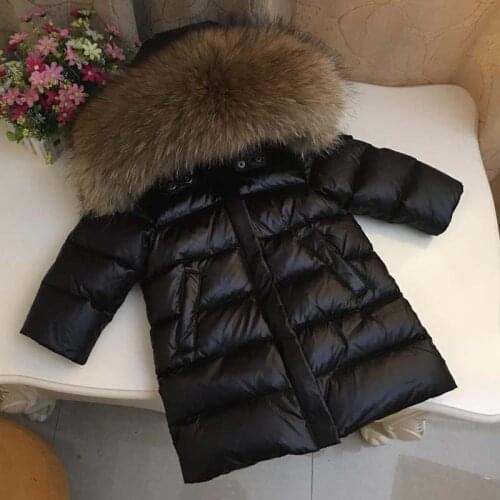 Fur Hooded Baby Girls Winter Coats Thick Warm Toddler Boy Down Jacket Long Childrens Snowsuit Windproof Kids Parkas Clothes