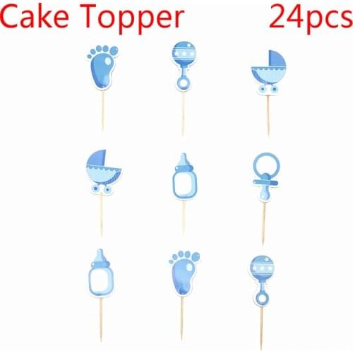 24pcs Cartoon pattern feeding bottle Party Cupcake Cake Toppers Picks Kids Birthday Party Supplies Wedding Decorations Cake Cup