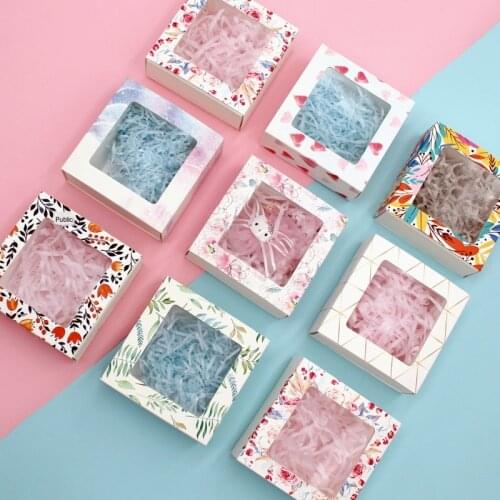 25pcs/lot Cute Flower Cake Paper Box Small Gift Packaging Box for Candy/Cookie/Jewery/Craft Paper Gift Idea Box with PVC Window