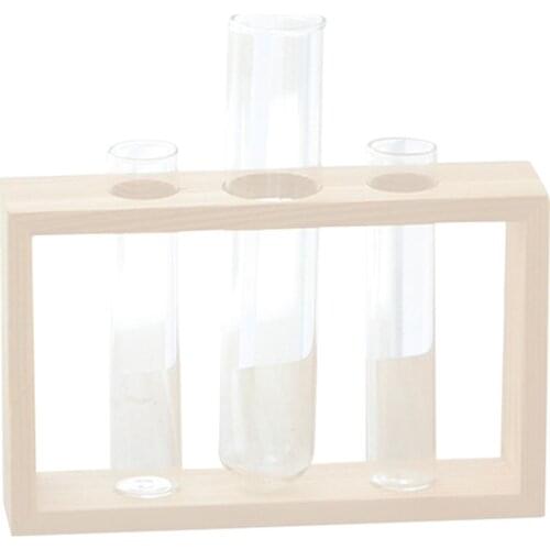 3 Test Tubes Glass Planter Terrarium Flower Vase with Wooden Holder for Propagation Hydroponic Plant