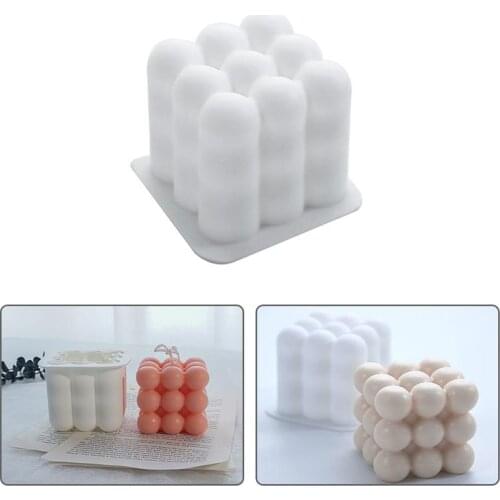 3D Rubiks Cube Bubble Mold Nonstick Mousse Cake Baking Mold Magic Cube Candle Mold Wax Silicone Mold DIY Handmade Soap Mold