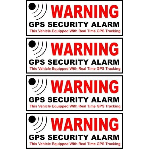 4X Car Sticker WARNING GPS SECURITY ALARM Motorcycle Decals Windshield Vinyl Cover Scratches Waterproof PVC 3.8cm X 10.5cm