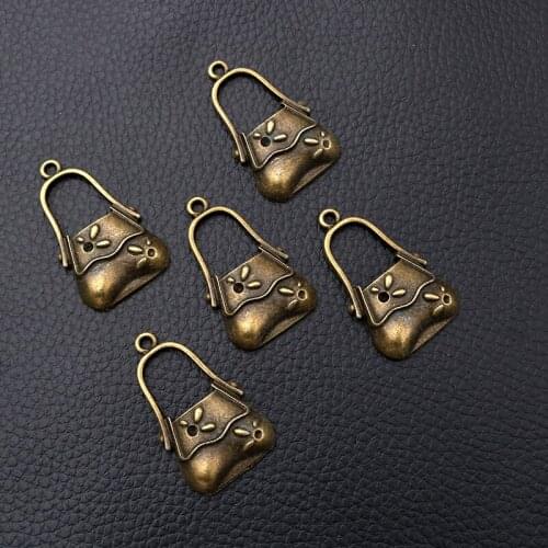 5pcs/lot Antique Bronze Bag Charm Metal Pendants DIY Necklaces Bracelets Jewelry Handicraft Accessories 35*21mm P647