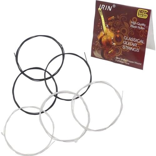 6 Pcs Guitar Strings Classical Guitar String Set Black Nylon Core Silver-Plated Copper 1st-6th