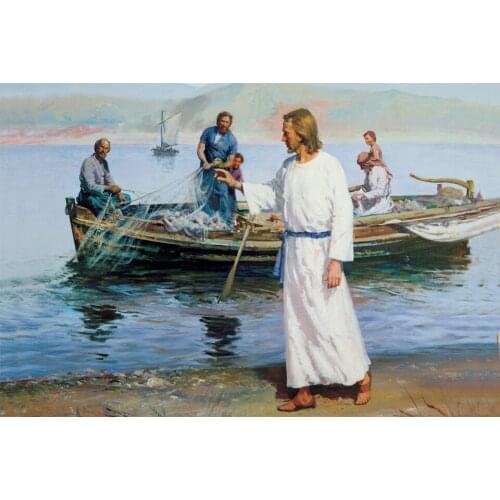 5D DIY Diamond Painting "Jesus Called Peter By The Sea" Diamond Embroidery Cross Stitch Mosaic Round Rhinestone Home Decoration