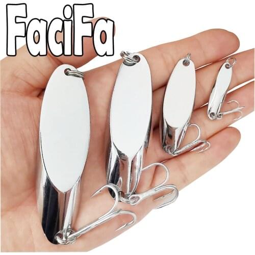 1pc Metal Spoon Fishing Lure 3g 7g 10g 14g 18g 20g 28g 35g 40g 49g 56g 63g 83g 100g Treble hook Silver Bass Lure Bait