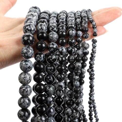 Smooth Snowflake Alabaster Natural Stone Beads Round Loose Spacer Beads For DIY Bracelets Jewelry Making Findings 4/6/8/10/12MM