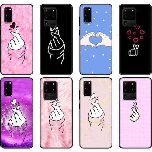 Black tpu Case For Samsung galaxy S20 /S20 PLUS/S20 ultra/S20+ /S20FE back cover Black And White Love kpop heart drawing