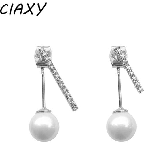 CIAXY 925 Sterling Silver A Row of Zircon Earrings for Women Temperament Pearl Earring 2021 Creative Jewelry
