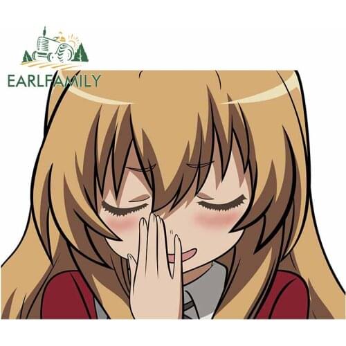 EARLFAMILY 13cm x 9.4cm For Toradora Trunk Car Stickers Cartoon Decal Bumper Motorcycle Occlusion Scratch Decoration