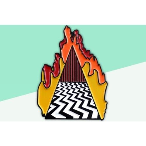 Twins Peak Flame Dougie Jones Enamel Pins Lucky Punk Jewelry Clothes Accessories Featuring Red Room Denim Metal Badge Brooch