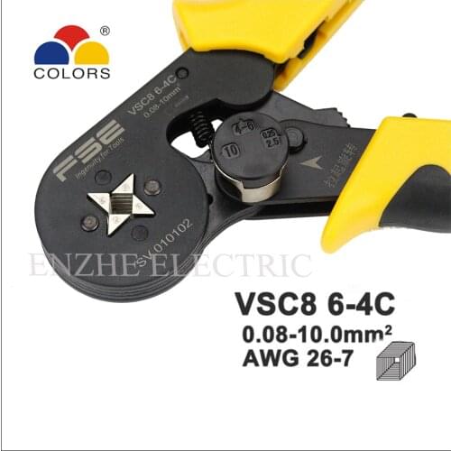 FASEN Hand tools mini-type self-adjustable crimping plier VSC8 6-4/6-4A Special 26-7AWG four-sided crimp Tweezers Knife length