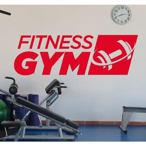Fitness Gym Logo Wall Decal Sports Dumbbell Vinyl Interior Decoration Sticker Bedroom Wall Mural Removable Wall Poster P255