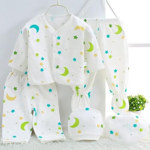 0-3 Months Infant Clothing Set Cotton Newborn Boys Clothes Baby Girls Underwear Print New Born Baby Suits 5pcs/set four seasons