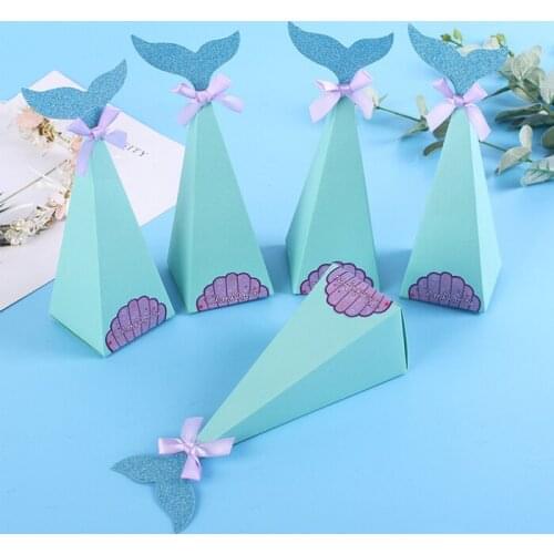 Candy box bag chocolate cookies gift for Birthday Wedding Party Decor craft DIY favor baby shower blue tail