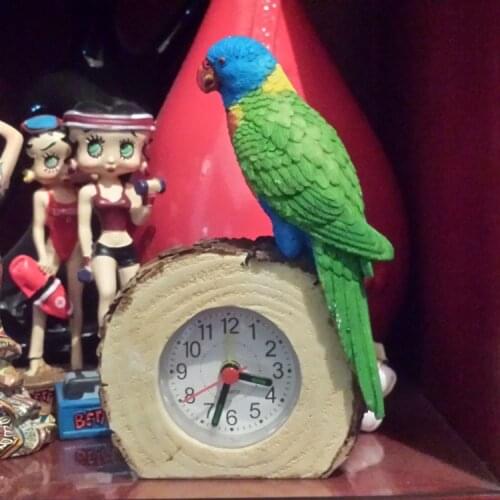 Creative Alarm clock resin parrot kids gift home decor desktop clock cute animal decor