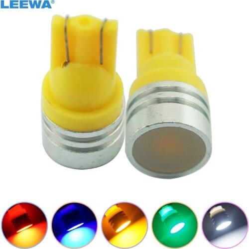LEEWA 50pcs Car DC12V T10 194/168 W5W 1W Wedge LED Light Lamps With Ceramic Flat Lens 5-Color White,red,blue,green,yellow #4639