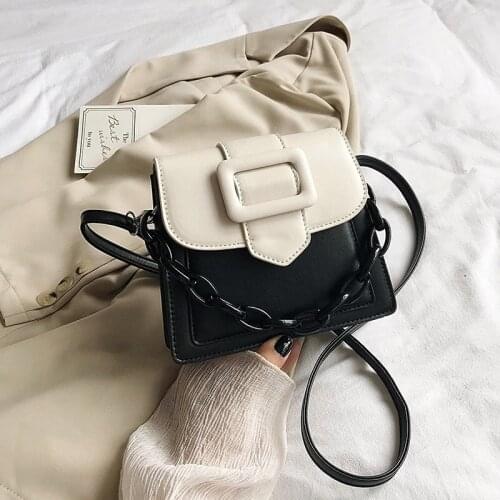 Small Crossbody Bags for Women Leather Handbags Sac A Main Contrast Color Leather Shoulder Bag Chains Female Flap Bag Ladies Sac