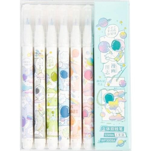 6pcs Outline Markers Pens Coloring Double Tipped Permanent Marker Set for Child