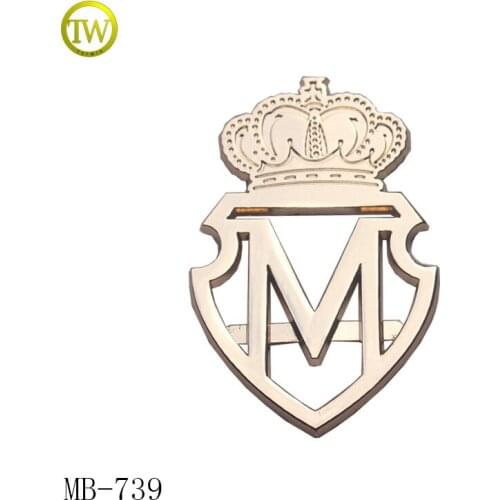 MB739 Custom gold color metal logo label for lady handbag
