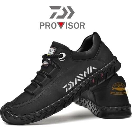 2020 DAIWA Mens Fishing Waterproof Sewing Shoes Outdoor Mountaineering Non-slip Fashion Leather Shoes New Handmade Shoes 38-46