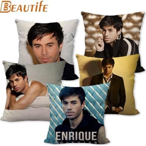 Custom Enrique Lglesias Pillowcase Wedding Decorative Cotton Linen Pillow Case For Home Pillow Cover 45X45cm One Side