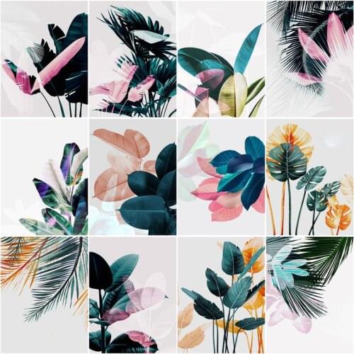 RUOPOTY Frame Diy Oil Painting By Numbers leaf Landscape Picture By Numbers Kits Modern Home Wall Art Decors 60x75cm Diy Gift