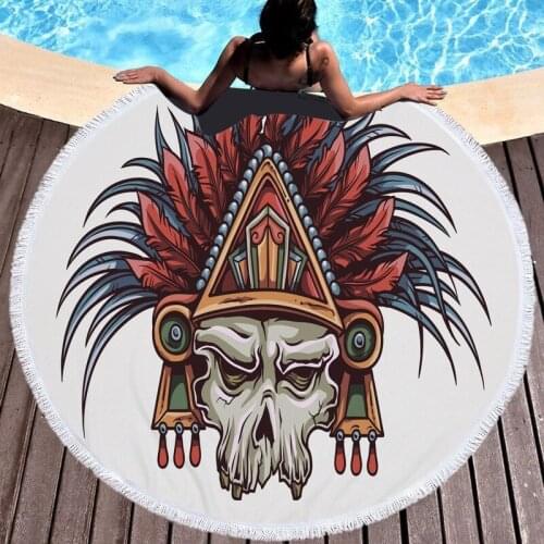 New Creative skull flowers Sea beach towel Round beach towel Fringed beach towel Towel Large beach towel Towel beach beach towel