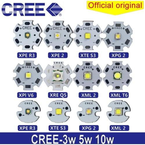 Original CREE 10W XML T6 / 10W XML L2 / XPE R3 3W / XRE Q5 3W / XTE R5 5W / XPG2 R5 5W / Warm Cool White Red Green Blue Yellow