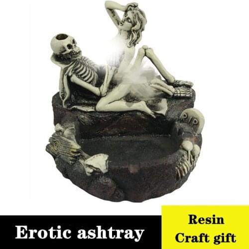 Skull resin ashtray Halloween Personalised Skeleton Ashtray Skeleton and Girl Sexy Ashtray Gift for Boyfriend