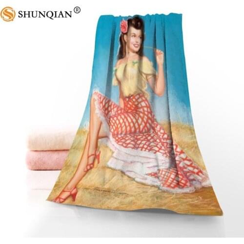 Custom Gil Elvgren pin-up girls 35x75cm 70x140cm Towels Facecloth Bath Towel Microfiber Washcloth Quick drying Sports Towel